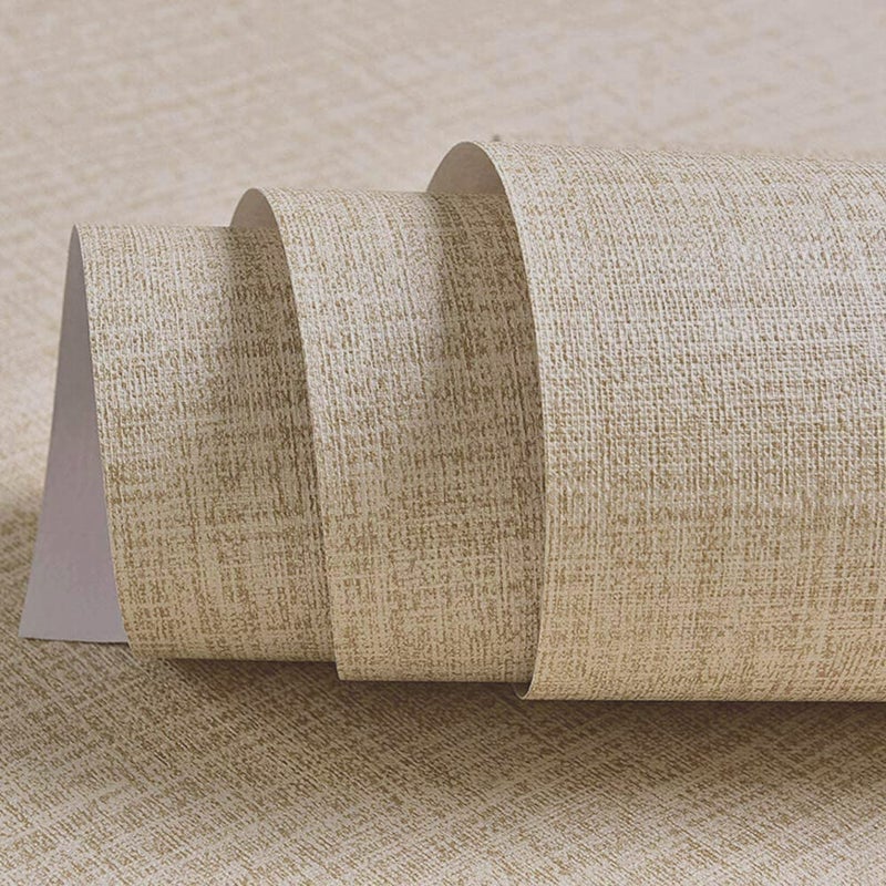 TANONE Khaki Contact Paper Peel and Stick 15.8 in X 118 in, Grasscloth Grasscloth Self Adhesive Removable Wallpaper, Fabric Linen Thickened Wall Paper Decorative for Wall Cabinets Drawers Kitchen - Image 1